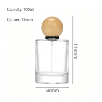 Flacon de parfum en verre rechargeable YMP, cylindre de 100 ml, vaporisateur à pompe avec bouchons en bois, boîte mate sérigraphiée, 100 pièces, Jiangsu