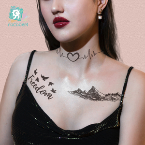Rocooart – autocollant de <span class=keywords><strong>tatouage</strong></span> pour femmes, magnifique, Sexy, Art corporel, col noir, mains, lettre, imperméable, vente en gros - Product Image 1