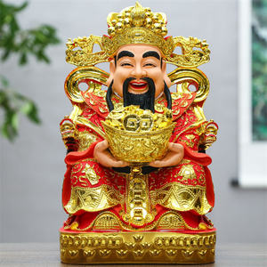 تمثال إله صيني للبيع بالجملة من الراتنج والألياف الزجاجية طلاء ملون باللون الأحمر معطف تماثيل بودا - Product Image 4