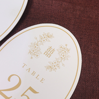 Menu de mariage et carte de numéro de table élégants en or avec motif floral, imprimés sur carton rigide personnalisé pour la mise en place des tables de banquet de mariage