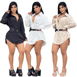 Marka kadın giyim ürünü, düz renkli uzun kollu sade ve günlük gömlek, yeni gelen tam kollu kadın üstleri - Product Image 1