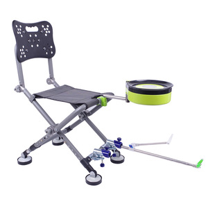 Fishing Chair Aluminum Alloy Foldable <b>Adjustable</b> Backrest Four <b>Legs</b> Outdoor Fishing Seat With Side <b>Table</b> - Product Image 3