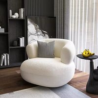 Fauteuil en forme de U minimaliste et confortable, revêtement en laine d'agneau sherpa, blanc, chaise de lecture décontractée pour chambre à coucher