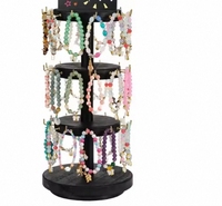 Étagère d'arbre à bijoux ronde en bois à un étage rotative à 360 ° personnalisée Organisateur de maison pour l'affichage des bracelets et des outils