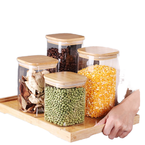 Ensemble de bocaux en verre de luxe de 7 pièces couvercles hermétiques en bambou pour le stockage des aliments cuisine décorative garde-manger Camping café bonbons thé stockage - Product Image 4