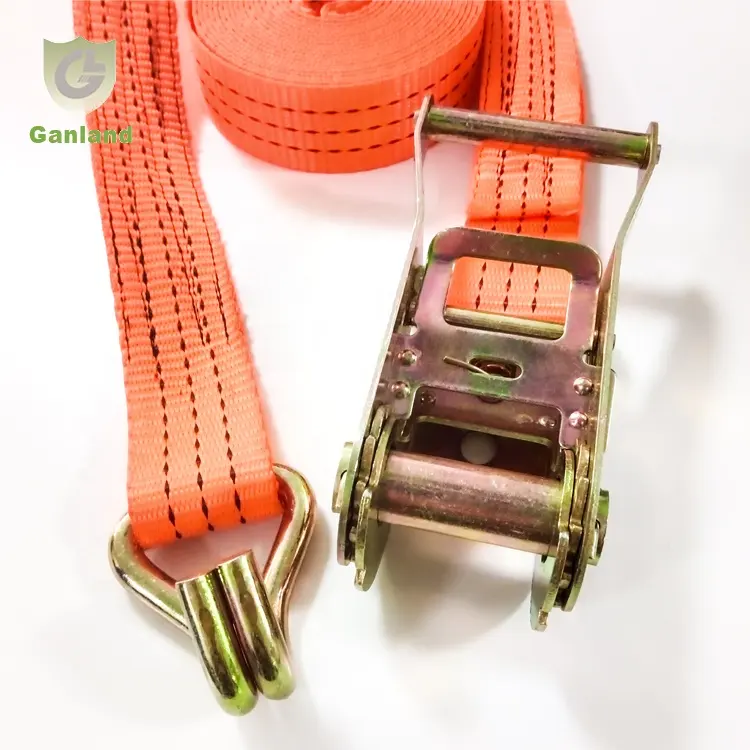 2inch Yellow Lashing Straps Plating Color Flat J Hook Strap Winch