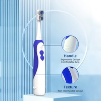 Brosse à dents sonique alimentée par piles AA pour adultes étanche IPX5 avec poils moyens, autonomie de 30 jours pour un usage domestique