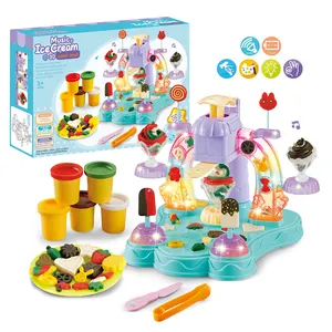 Ensemble de jouets artisanaux pour enfants, jouets de pâte à modeler couleur argile Machine à crème glacée pour enfants ensemble de pâte à modeler avec musique et 3D coloré