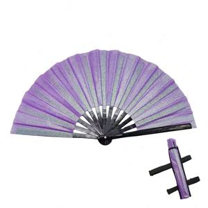 Ventilateur pliant en bambou grand étui de ventilateur holographique irisé Clack et festival de sac pour les cadeaux de promotion de fête - Product Image 2