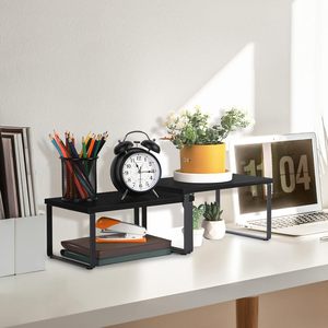 <b>Kitchen</b> Storage <b>Rack</b> Wood And Iron Rectangle Standing Type Multifunctional Organizer For Countertop Use - Product Image 2