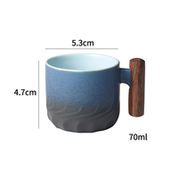 Vente en gros de tasses à thé en céramique de porcelaine vintage de 70 ml, glaçure modifiée au four, tasse à expresso, tasse à café, logo personnalisé en bois, couleur personnalisée