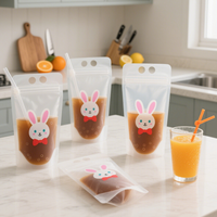 Sachet refermable en plastique PET transparent Lebei, sans BPA, de qualité alimentaire, réutilisable, pour jus, boissons liquides, avec paille pour l'emballage