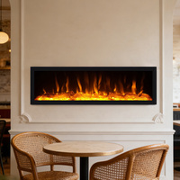 Cheminée électrique décorative à LED avec effet de flamme, 3 niveaux de luminosité, télécommande, sans chaleur, pour restaurant