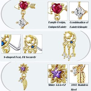 Tùy Chỉnh Nhiều Dễ Thương Bướm Trái Tim Thép Không Gỉ Mũi Nhẫn L Hình Dạng Mũi Vòng <span class=keywords><strong>Stud</strong></span> Cho Phụ Nữ Vàng Mũi Xỏ Đồ Trang Sức - Product Image 3