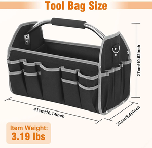 Heavy Duty Storage Bags Large Capacity 26 Pockets Open Top Steel Handle <b>Electrician</b> Equipment <b>Tool</b> Bag Organizer - Product Image 4