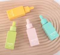 Flacon compte-gouttes carré en verre mat de 30 ml pour huiles essentielles et liquides, série couleur macaron