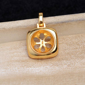 S925 Silver DIY <b>Pearl</b> Accessory Simple Square Universal Buckle Pendant Empty Holder 12-13mm <b>Loose</b> <b>Pearls</b> 5714 - Product Image 4