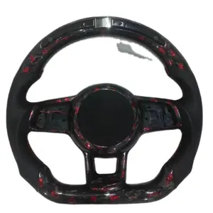 LED אישית רכב הגה עם RS פחמן/עור עבור פולקסווגן גולף GTI MK7 סיבי פחמן הגה