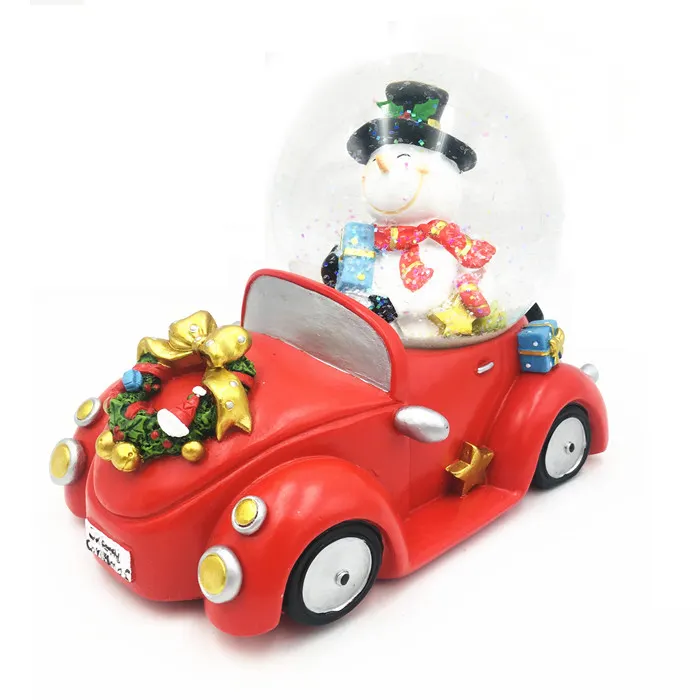 Indoor Christmas Car Decoration Snow Globe With Christmas Snowman 100mm Water Globe
