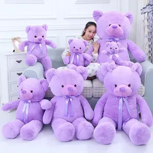 Fat Purple Hug Teddy Bear Plush Toy Piliow Teddy Bear Stuffed Animal Toy I Love You Bow Knot Big Teddy Bear Doll For Kids Gift