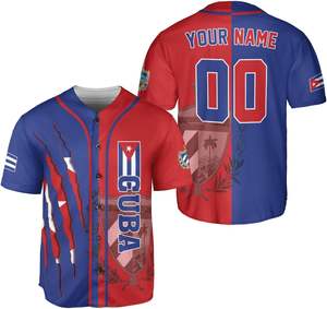 Kit transpirable sublimación Cuba camiseta de béisbol, camiseta de bandera de Cuba, camiseta cubana para hombres y mujeres, camiseta de bandera de Cuba EE. UU. - Product Image 3