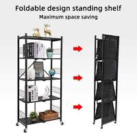Étagères de rangement pliantes en métal à 5 niveaux sur roulettes, unités de rangement pliables, étagère de rangement multifonctionnelle