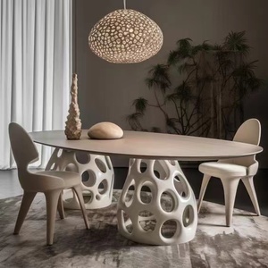 <span class=keywords><strong>Mesa</strong></span> de comedor de madera maciza de diseñador de lujo ligero minimalista de gama <span class=keywords><strong>alta</strong></span> <span class=keywords><strong>mesa</strong></span> de comedor de Villa de lujo sala de exposiciones consola - Product Image 3