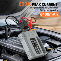 Démarreur portable 6400mAh 12V avec compresseur d'air, écran LED, batterie externe, kit d'outils d'urgence multifonction pour démarrage de véhicule