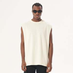 Camiseta sin mangas con cuello redondo de algodón de calidad cómoda para hombre, Camiseta holgada sin mangas, chaleco para logotipo personalizado - Product Image 1