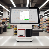 Terminal Punto de Venta Todo en Uno con Pantalla Táctil Dual de 15.6 Pulgadas, Sistema de Caja Registradora, Dispositivo POS, Sistema de Punto de Venta