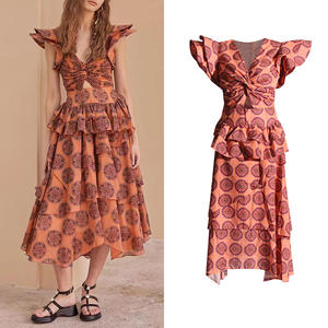 Ingrosso di alta qualità primavera nuovi scollo a V stampati abiti vuoti per le donne abiti lunghi vestirsi le gonne delle donne - Product Image 5