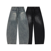 Jeans pour hommes Streetwear déchirés, denim personnalisé, coupe baggy, avec broderie de patchs en cuir, pantalon épais pour hommes