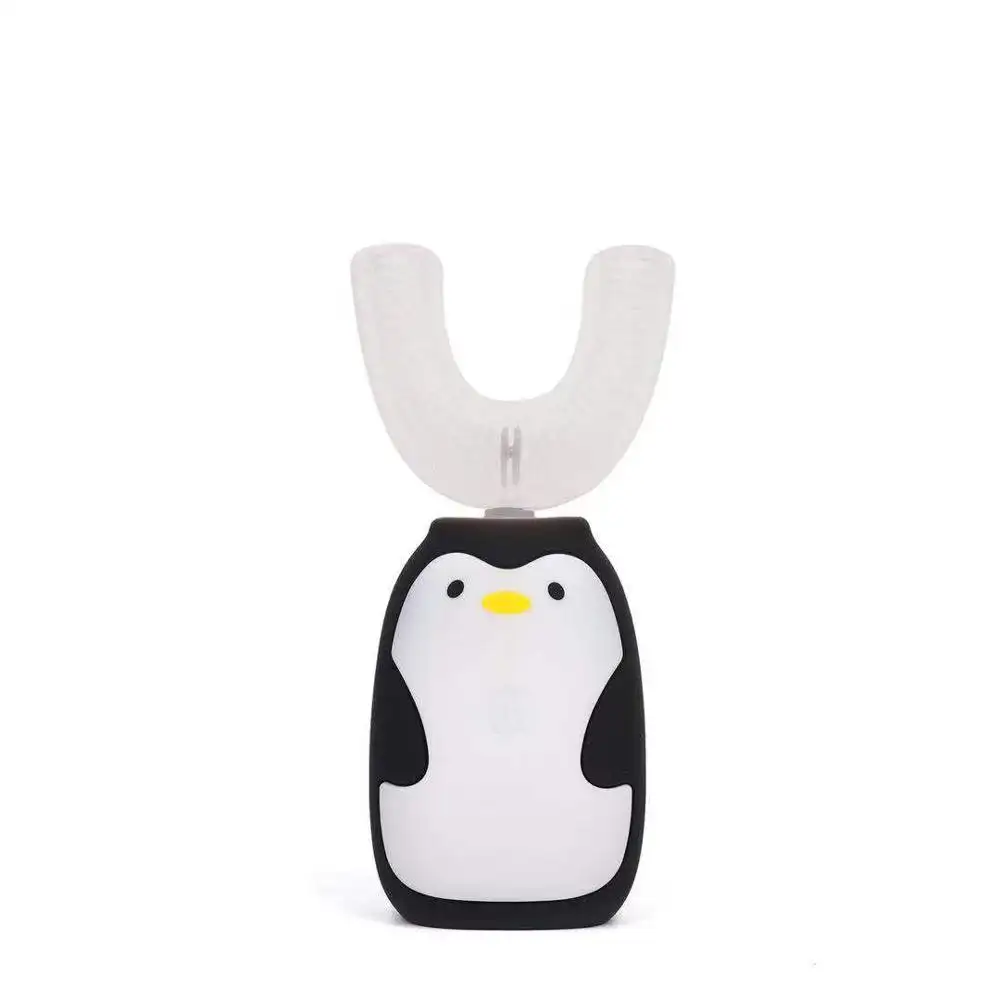 ペンギン子供歯ブラシホールドとカップセット電気360歯ブラシ自動ソニック漫画バッテリー駆動ABSシリコンキッズ