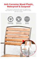 Ensemble de salle à manger extensible d'extérieur, table en composite de bois et chaises en aluminium, mobilier de jardin imperméable pour le loisir