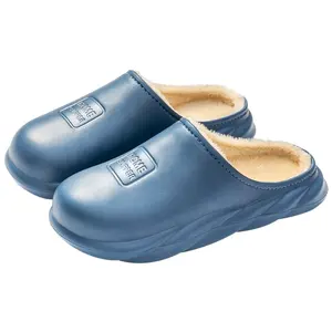 Toptan kış unisex yetişkin ev antiskid peluş sandalet tutmak sıcak yatak odası kürk terlik erkekler için