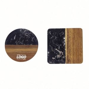 Custom Natural Wood Marble Style <b>Coasters</b> for Drinks - Heat-Resistant Modern <b>Coaster</b> for Home Kitchen Decor - Product Image 1