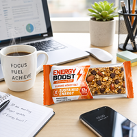 Sacs d'emballage personnalisés pour barres protéinées, pochettes imprimées, film d'emballage flow-pack pour aliments nutritionnels et de fitness