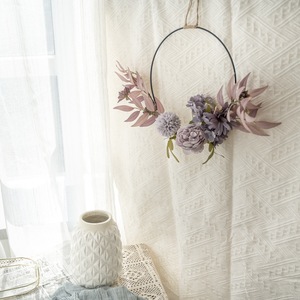 Décoration murale en forme de cerceau de fleurs artificielles Vanola, rose violette, hortensia, décoration de mariage et de maison CF01036 - Product Image 1