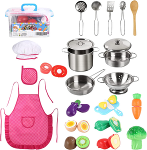 Ensemble de 26 accessoires de cuisine pour enfants, jouets de cuisine, <span class=keywords><strong>fruits</strong></span> <span class=keywords><strong>et</strong></span> <span class=keywords><strong>légumes</strong></span> à découper, ustensiles, accessoires, jeux de cuisine - Product Image 1