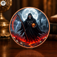 Pièce de monnaie en cuivre pur 999 de 1 oz, imprimée en couleur 2D, motif Halloween Grim Reaper Skull & Scythe
