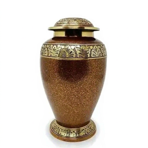 Bronze Pattern Urn <b>Keepsake</b> Cremation Urn Decorative Memorial Urn with Lid for Remembrance - Indian Home Crafts - Product Image 1
