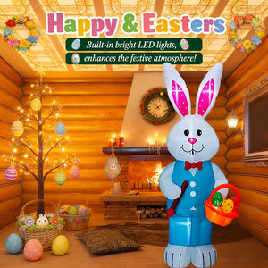 Conejo Gigante Inflable de 8 Pies para Pascua - Conejo Iluminado que Sostiene una Cesta de Huevos de Pascua para Decoración de Jardín, Patio y Fiestas - Product Image 5