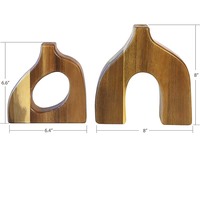 Set Dekorasi 2 vas kayu untuk rak meja atau mantel vas kayu acacia pajangan untuk bunga palsu tanaman hadiah Dekorasi Rumah