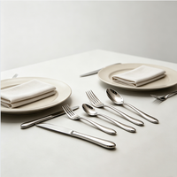 Ensemble de couverts de luxe en acier inoxydable 410, design moderne et élégant, manche large ergonomique, poli miroir, compatible lave-vaisselle, 4 pièces, pour hôtel