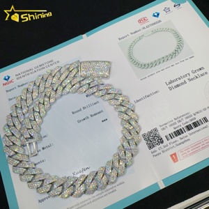 Collana con bracciale di diamanti coltivata in laboratorio personalizzata da <span class=keywords><strong>uomo</strong></span> gioielli HPHT 20MM di larghezza <span class=keywords><strong>925</strong></span> <span class=keywords><strong>argento</strong></span> ghiacciato con diamante <span class=keywords><strong>catena</strong></span> a maglie cubane Hip Hop - Product Image 3