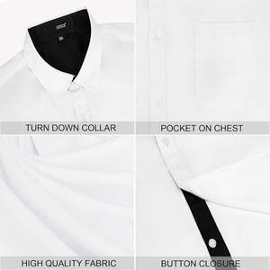 Chemise habillée blanche à manches courtes pour homme, boutonnée, en popeline infroissable, idéale pour l'été et les occasions décontractées - Product Image 4