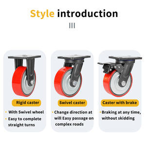Atacado Fábrica de Fornecimento Durável <span class=keywords><strong>1</strong></span> Ton Carga Heavy Duty Rígida Poliuretano Industrial Giratória com Freio Roda <span class=keywords><strong>Caster</strong></span> - Product Image 5