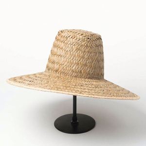 Chapeau de soleil rétro d'été à large bord en paille tressée, idéal pour la scène, les festivals, la plage et les occasions décontractées - Product Image 4