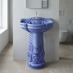 Lavabo sur pied moderne en céramique noir et blanc à motif zèbre Vitrossa - Product Image 2
