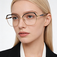 Monture de lunettes optiques en métal pour femmes, design de luxe haut de gamme, OEM&ODM, logo personnalisé, papillon, SENSE 955204, légère